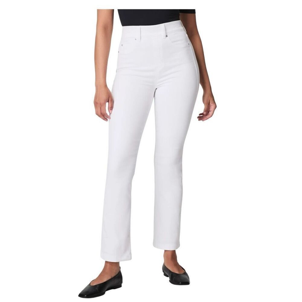 Spanx White Mid-Rise Straight Leg Cropped Jeans Light Wash Size Petite Large